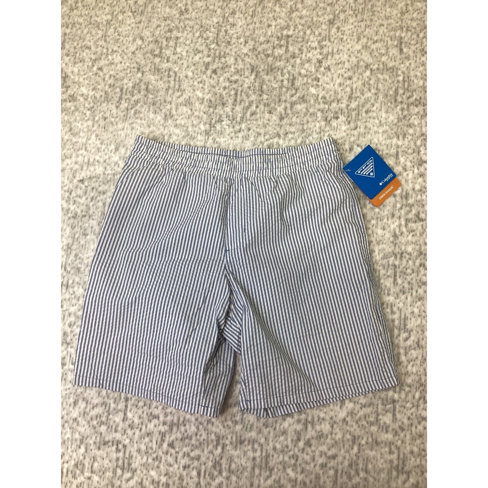 Columbia PFG Kids Super Backcast II Shorts Blue White Seersucker AB0422-440 L